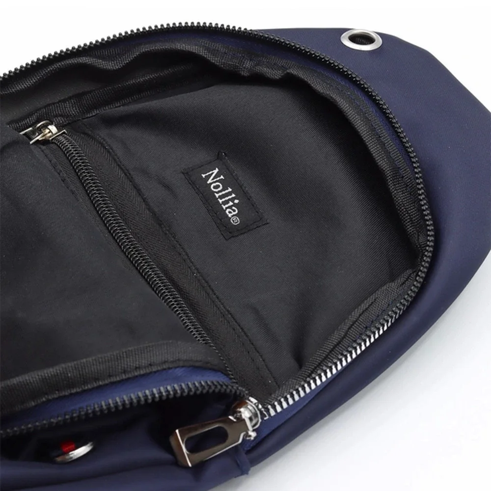 Nylon Navy and Red Stripe Crossbody Sling Bag